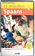 ANWB Taalcursus: 15 minuten SPAANS, boek + 2 cd's., Ophalen of Verzenden, Zo goed als nieuw, Meerdere media
