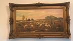 Olieverf schilderij met herberg, herder en schapen, Antiek en Kunst, Ophalen of Verzenden
