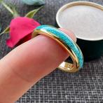 Trouwringen wolfraam Turquoise - Nadia - Goudkleur, Overige materialen, Overige kleuren, Beyondthepaintingstudio@gmail.com, Nieuw