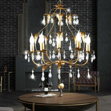 Goudkleurige Designer Kroonluchter 5x E14. 100 x 50 x 52 cm  beschikbaar voor biedingen