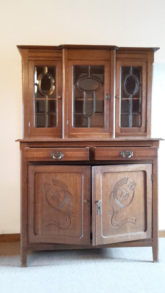 oude gestoken eiken buffetkast, Antiek en Kunst, Antiek | Meubels | Kasten, Ophalen