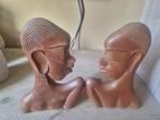 2 Mooie Hand gemaakte houten Afrikaanse buste/beelden, Antiek en Kunst, Kunst | Beelden en Houtsnijwerken, Ophalen of Verzenden