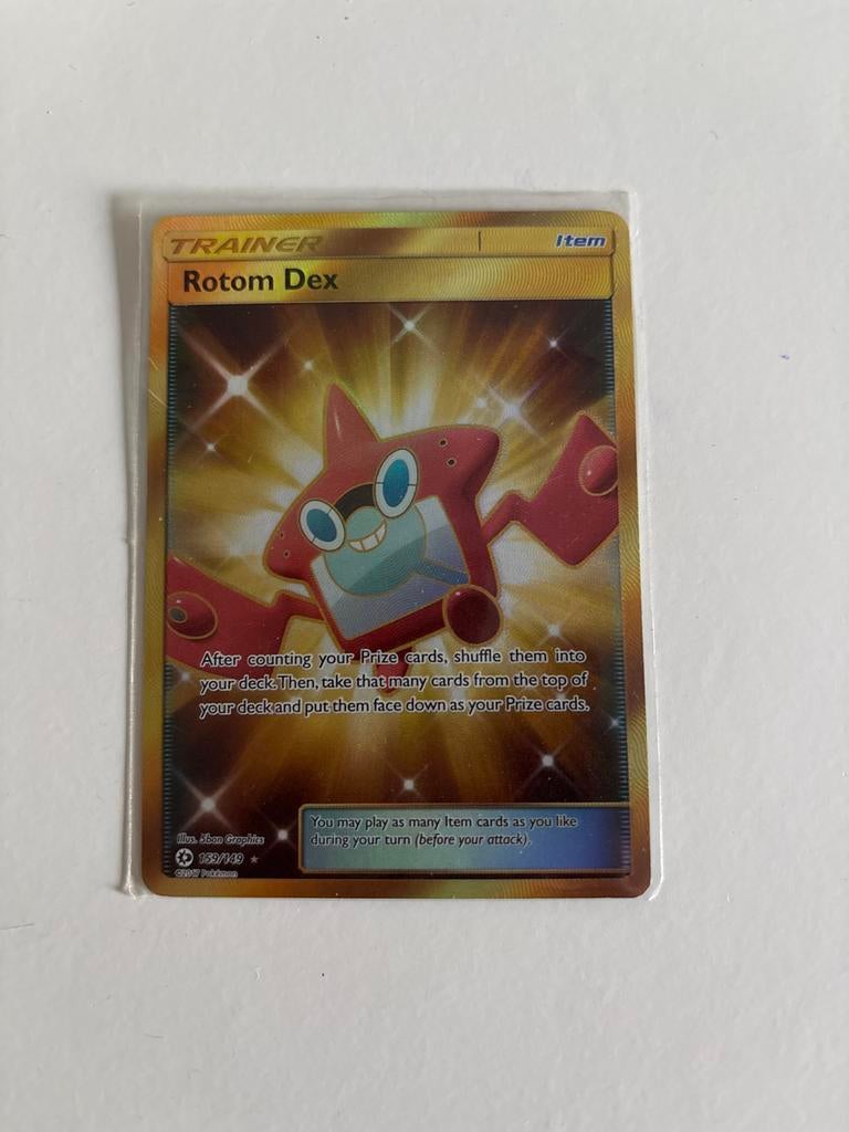 Rotom Dex Gouden Glans Pokemon Kaart, Ophalen of Verzenden, Zo goed als nieuw, Losse kaart, Foil