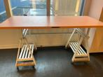 Werktafel met deurblad en IKEA schragen, Huis en Inrichting, Ophalen, In hoogte verstelbaar, Gebruikt, Bureau