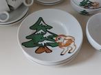 Kerst kinderservies retro met hertjes, Diversen, Kerst, Ophalen of Verzenden