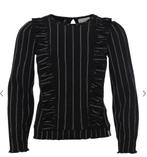 Nieuw: LOOXS, zwart getreepte top met ruches, maat 158-164, Meisje, Overhemd of Blouse, Nieuw, Ophalen of Verzenden
