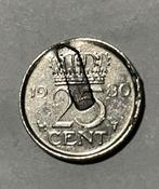 Unieke misslag kwartje 25 cent 1980, Postzegels en Munten, Munten | Nederland, Ophalen of Verzenden, Koningin Juliana, 25 cent