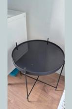 Zwarte Glazen Bijzettafel, Minder dan 45 cm, Minder dan 55 cm, Gebruikt, Rond