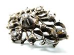 Antieke zilveren broche met 11 roosdiamanten, Sieraden, Tassen en Uiterlijk, Antieke sieraden, Verzenden, Zilver, Broche, Met edelsteen