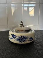 Delfts blauw potje met tinnen deksel – handbeschilderd, Antiek en Kunst, Antiek | Porselein, Ophalen