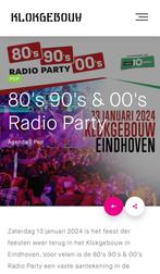 2 kaartjes 80’s 90’s 00 Radioparty - 13 januari Eindhoven, Tickets en Kaartjes, Twee personen