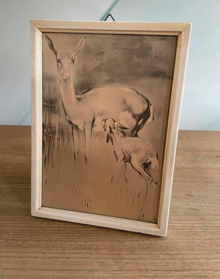 Lieve vintage prent Hertjes van Han van Meegeren, Verzamelen, Foto's en Prenten, Ophalen of Verzenden