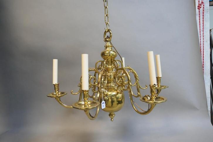 Bolkroon - 17e eeuws model koperen kroonluchter Rijksmuseum, Huis en Inrichting, Lampen | Kroonluchters, Gebruikt, Metaal, Ophalen