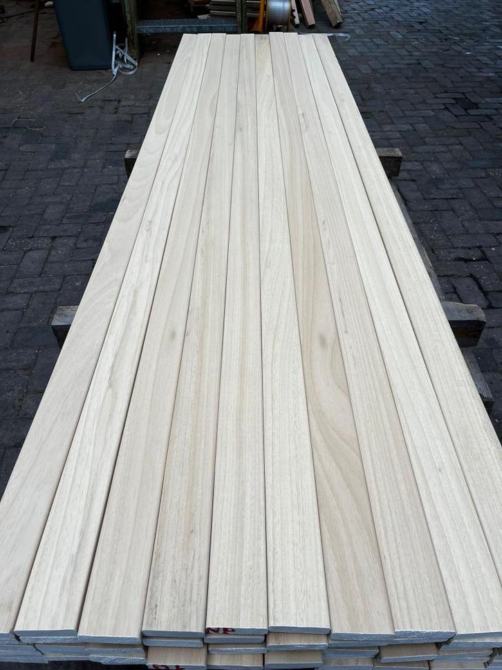 Ayous / Abachi 22x80mm latten €3,75 p/m1 ex btw (saunahout), Doe-het-zelf en Verbouw, Hout en Planken, Nieuw, Plank, Overige houtsoorten