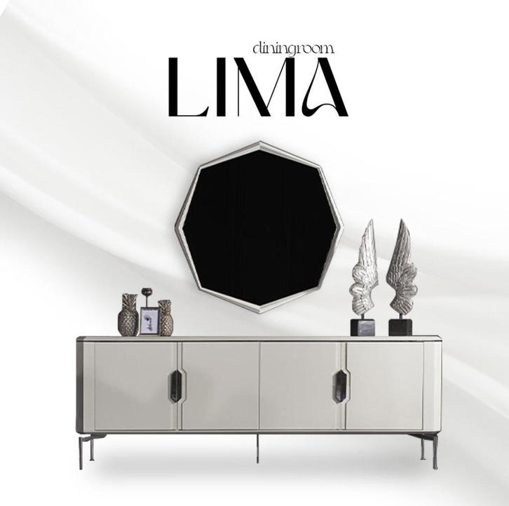 Moderne Dressoir LIMA – Hoogglans wit zeer stevig MDF, Huis en Inrichting, Kasten | Dressoirs, Gebruikt, 200 cm of meer, 25 tot 50 cm