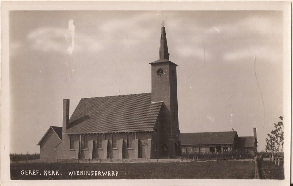 Wieringerwerf Geref. Kerk fotokaart ca. 1940, Verzamelen, Ansichtkaarten | Nederland, Ongelopen, Noord-Holland, 1920 tot 1940
