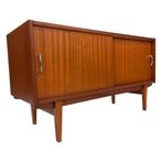 Vintage compact dressoir TV meubel lowboard jaren 60, Met deur(en), Teakhout, Vintage, Ophalen