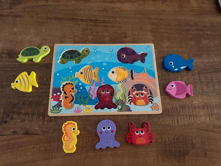 Houten Vissen Puzzel - Zo Goed Als Nieuw!, Kinderen en Baby's, Speelgoed | Kinderpuzzels, Zo goed als nieuw, 6 maanden tot 2 jaar