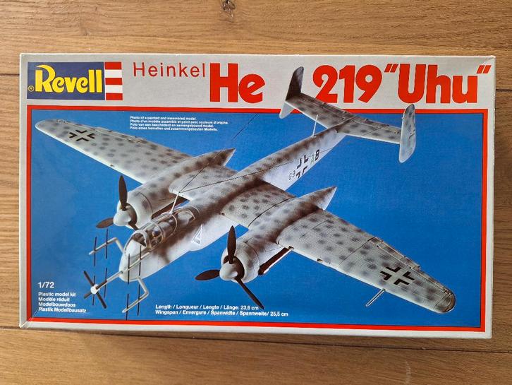 1:72 1/72 Revell Heinkel He 219 “Uhu”, Hobby en Vrije tijd, Modelbouw | Vliegtuigen en Helikopters, Zo goed als nieuw, Vliegtuig