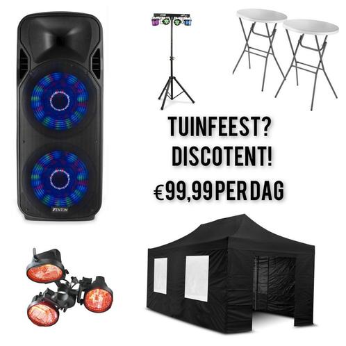 Compleet tuinfeest? Tent disco staantafel heater, Hobby en Vrije tijd, Feestartikelen | Verhuur, Nieuw, Ophalen