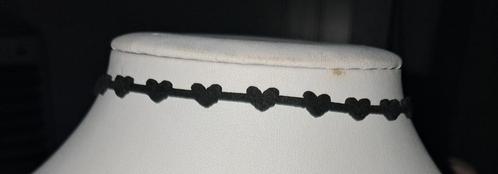Leuke smalle zwarte ketting/ chocker met hartjes, Sieraden, Tassen en Uiterlijk, Kettingen, Nieuw, Overige materialen, Wit, Verstelbaar