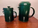 2x midcentury groene metalen collectebus, 12 en 16,5 cm hoog, Antiek en Kunst, Ophalen of Verzenden