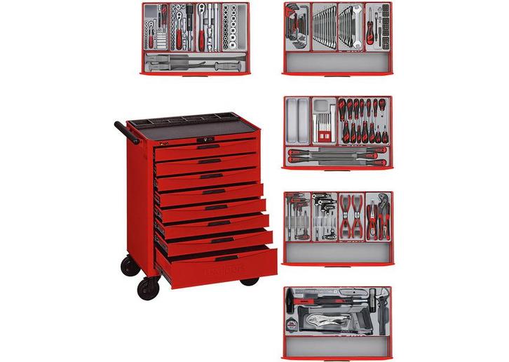 Gereedschapswagen rood mini master set 8 laden Teng Tools, Auto diversen, Autogereedschap, Zo goed als nieuw, Ophalen