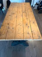 Steigerhouten Eettafel met Stoer Onderstel, Huis en Inrichting, Ophalen, Gebruikt, 100 tot 150 cm, Vijf personen of meer