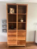 Teakhouten robuuste boekenkast met 6 lades, Ophalen, Zo goed als nieuw, 25 tot 50 cm, 200 cm of meer