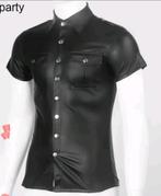 Wetlook lederlook stretch kinky mannenshirt, Ophalen of Verzenden, Nieuw