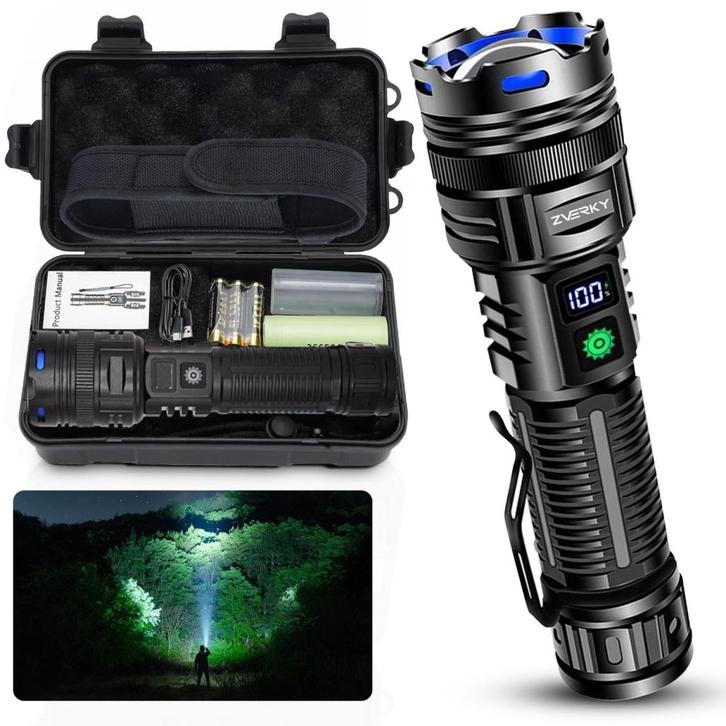 Zverky Ultra Krachtige Oplaadbare LED Zaklamp 5000 Lumen - N, Auto diversen, Autogereedschap, Nieuw