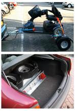 Scootwagen. Scootmobiel aanhanger voor 3 wieler., Ophalen