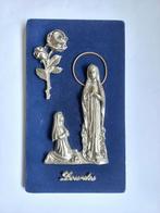 Vintage Italiaans Plaquette Paneeltje Lourdes Maria Blauw, Antiek en Kunst, Antiek | Religie, Ophalen of Verzenden