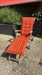 Deckchair teak van Winckelaer met kussen, Ophalen of Verzenden, Gebruikt, Hout