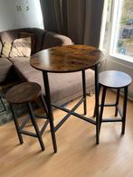 Bartafel en krukken, Huis en Inrichting, Barkrukken, 5 krukken of meer, Ophalen of Verzenden, Zo goed als nieuw, 60 tot 90 cm