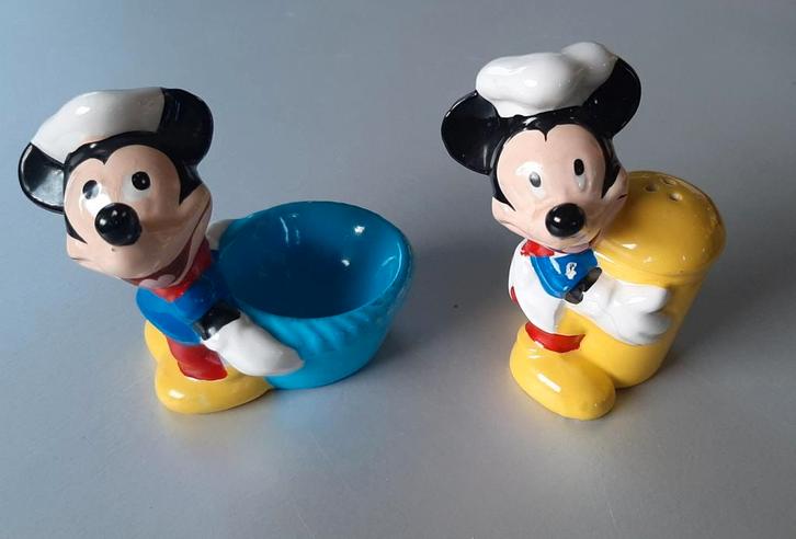 Disney Mickey & Minnie Eierhouder en Zoutstrooier, Verzamelen, Disney, Gebruikt, Ophalen of Verzenden