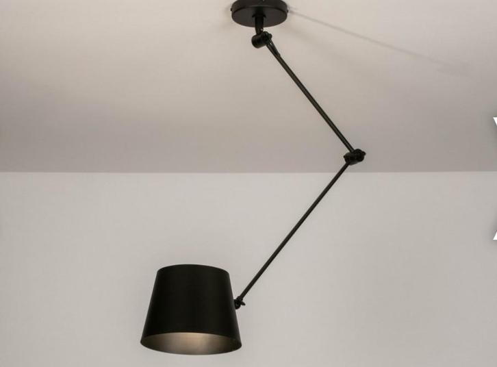 Verstelbare Zwarte Hanglamp met Knikarm, Huis en Inrichting, Lampen | Hanglampen, Nieuw, 50 tot 75 cm, Metaal, Ophalen