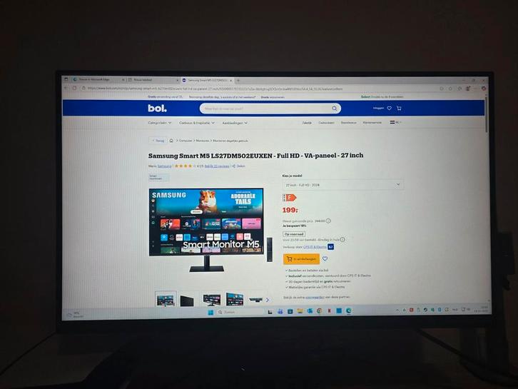 Samsung Smart Monitor M5, Computers en Software, Monitoren, Zo goed als nieuw, 60 Hz of minder, HDMI, USB-C, Ingebouwde speakers