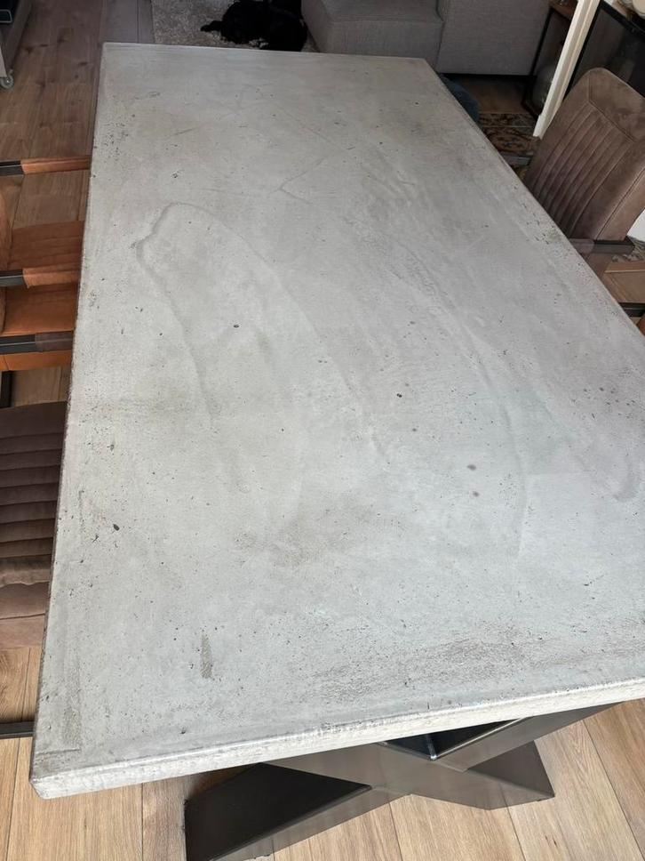 Betontafel + 6 Industriële Stoelen, Huis en Inrichting, Tafels | Eettafels, Gebruikt, 50 tot 100 cm, 150 tot 200 cm, Vijf personen of meer
