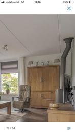 Massief Houten Kast met Deuren en Lades, Ophalen, 100 tot 150 cm, 200 cm of meer, Eikenhout