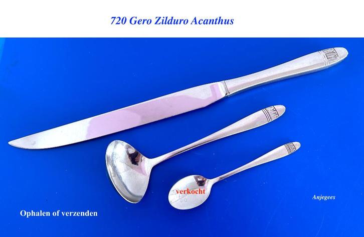720 Acanthusblad Gero Zilduro Trancheermes + Juslepel - rvs, Antiek en Kunst, Antiek | Bestek, Ophalen