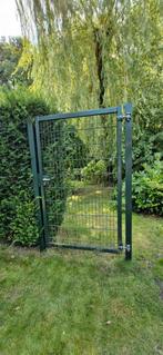 Stalen Gittermatt Hekwerk met Poort en Lockinox Slot, Tuin en Terras, Tuinpoorten, Ophalen, Gebruikt, 200 cm of meer, Draaipoort