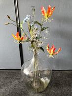 Glazen vaas met kunstbloemen, Ophalen, Gebruikt, Overige kleuren, 50 tot 75 cm