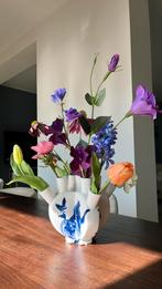 Heinen Delfts Blauw  tulpenvaas incl bloemen, Huis en Inrichting, Ophalen of Verzenden, Nieuw