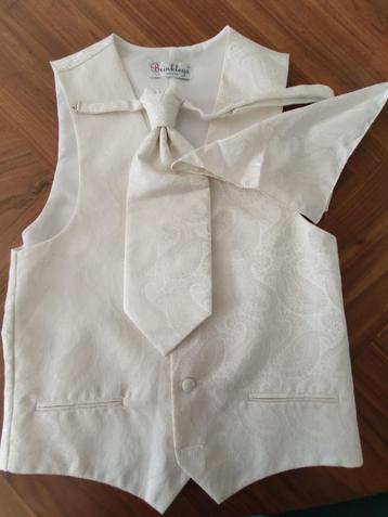 Zeer mooi gilet maat M bruiloft ivoor (incl. das en pochet) beschikbaar voor biedingen