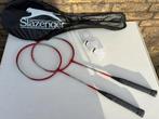 Setje 2x Slazgener badminton rackets, 2 shuttels + opbergzak, Sport en Fitness, Badminton, Ophalen of Verzenden, Nieuw, Racket(s)