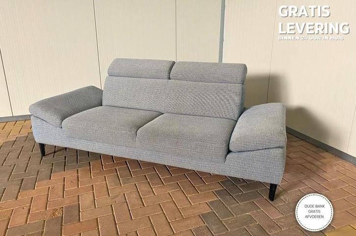 GRATIS LEVERING HEEL NL Montel Grijze 3-zits Bankstel, Huis en Inrichting, Banken | Bankstellen, Zo goed als nieuw, Rechte bank
