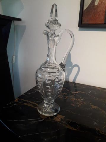 ANTIEKE KRISTALLEN KARAF op VOET(olijfslijpsel) hoog 38 cm ! beschikbaar voor biedingen