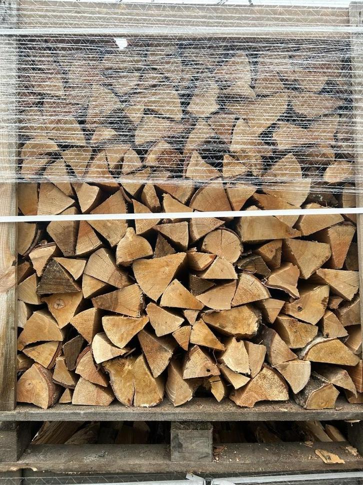 Droog berkenhout in krat - brandhout, kachelhout, haardhout, Tuin en Terras, Haardhout, Blokken, Berkenhout, Minder dan 3 m³, Ophalen