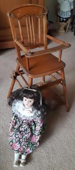 Oud Poppen Stoeltje met Pop, Ophalen, Gebruikt, Pop